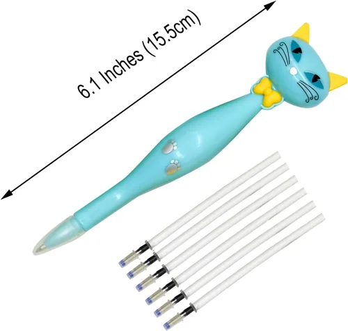 Miniatura 4 de 6 bolígrafos de gato genial, bolígrafos de gato de dibujos animados, bolígrafos novedosos de animales con 6 recambios de tinta negra para escuela