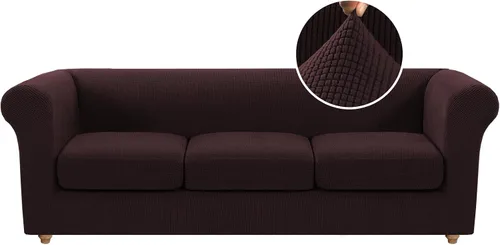 Miniatura 22 de Funda para silla Chesterfield de 2 piezas para sofá de 1 cojín, fundas para silla de brazo alto, 1 asiento, alta elasticidad, lavable, protector