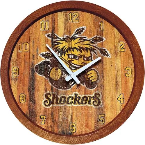 Miniatura 142 de The Fan-Brand NCAA Oklahoma Sooners: Reloj de pared con parte superior de barril de imitación para decoración de bar, decoración de fiesta
