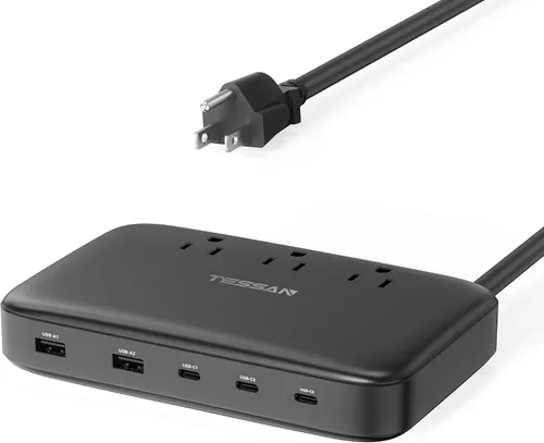 Miniatura 8 de Estación de carga TESSAN PD 100W para múltiples dispositivos, bloque de cargador USB C 6-en-1 compatible con iPhone 17/16, MacBook, base de carga