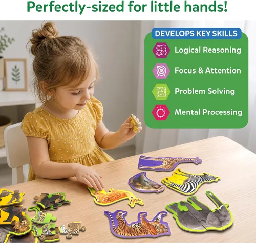 Miniatura 4 de Skillmatics Rompecabezas Paso a Paso - Rompecabezas de 40 piezas y rompecabezas para niños pequeños, juguete educativo Montessori para niños