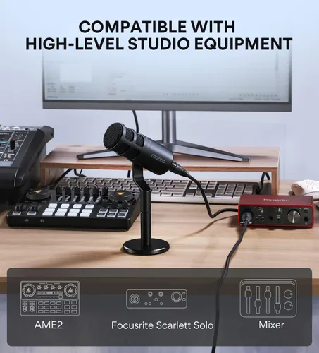 Miniatura 5 de MAONO Micrófono de podcast XLR, micrófono dinámico de estudio cardioide para grabación vocal, transmisión, voz en off, tecnología de aislamiento