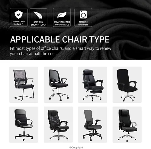 Miniatura 6 de Funda elástica para silla de computadora con cremallera duradera, funda protectora extraíble lavable universal para silla de escritorio de oficina