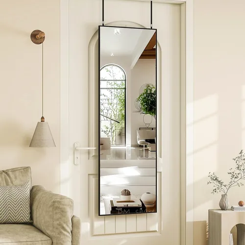Miniatura 8 de HARRITPURE Espejo rectangular de cuerpo completo de 14 x 48 pulgadas, con marco de aluminio, espejo de pared y tocador inclinado para sala de estar