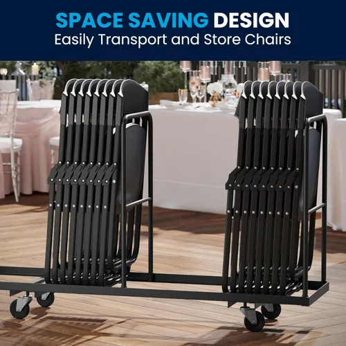 Miniatura 5 de Flash Furniture HERCULES Series - Silla plegable de plástico negro resistente de 500 libras con soportes integrados