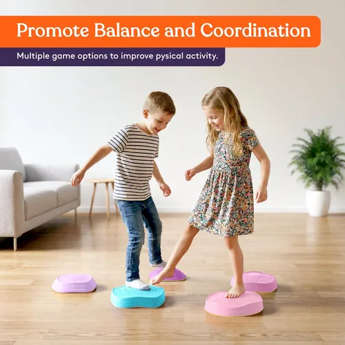 Miniatura 6 de Special Supplies Stepping Stones for Kids, 5 Balance Indoor and Outdoor Blocks Promote Coordination, Balance, Strength, Child Safe Rubber, Non-Slip