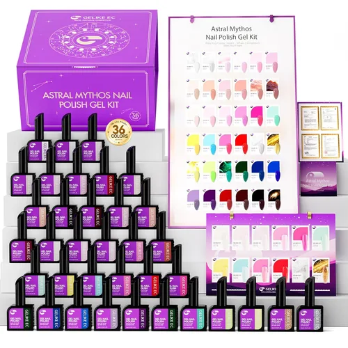 Miniatura 12 de gelike ec Juego de esmaltes de gel de Navidad: esmalte de uñas de gel altamente pigmentado con capa base libre de hema y tarjetas