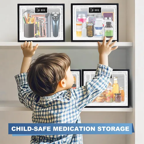 Miniatura 5 de Caja de seguridad para medicamentos seguros, caja de almacenamiento con cerradura de material premium, contenedor organizador con cerradura y código