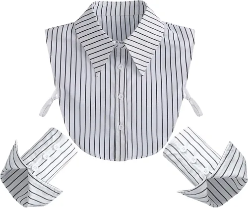 Miniatura 9 de YEKEYI Cuello Falso de Camisa Cuello Falso Desmontable Puños de Muñeca Puños de Manga Falsa Cuello de Media Camisa