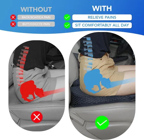 Miniatura 3 de Lofty Aim Cojín de asiento de coche, cómodos cojines de espuma viscoelástica para conducir (negro)