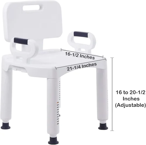 Miniatura 4 de McKesson Banco de baño con respaldo extraíble, marco de plástico, ligero, ajustable, capacidad de peso de 350 libras, 1 unidad