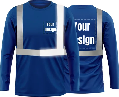 Miniatura 19 de La alta visibilidad reflexiva de las camisetas de la seguridad del logotipo de encargo Hola Vis de Verde neón