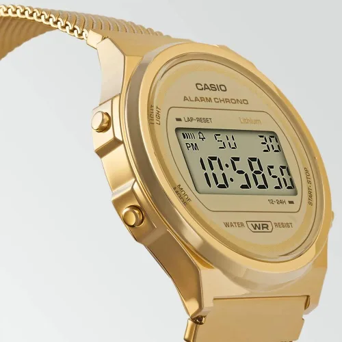 Miniatura 3 de Casio A171WEMG-9AEF - Reloj digital de cuarzo unisex para adultos con correa de acero inoxidable Oro A171WEMG-9AEF
