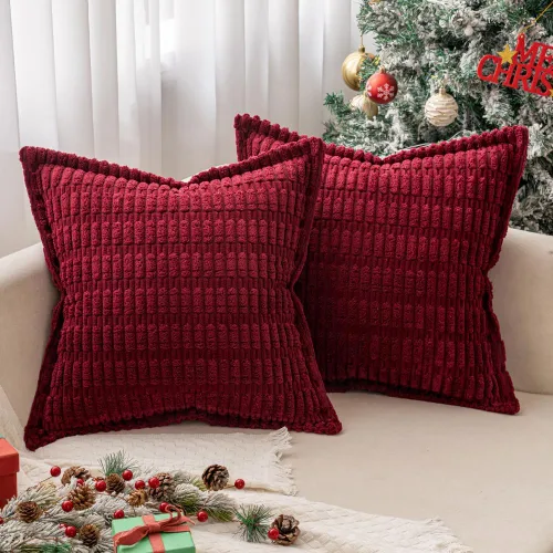 Miniatura 11 de MIULEE - Juego de 2 fundas de almohada decorativas de terciopelo de pana, naranja quemado, para otoño, suaves, a rayas, con borde ancho, decoración