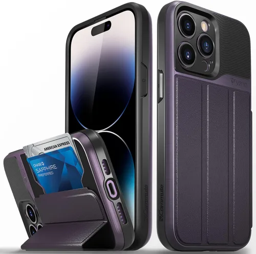 Miniatura 68 de VENA vCommute Funda tipo cartera compatible con Apple iPhone 14 (15.5 cm), funda de cuero con tapa plegable, tarjetero con función de soporte