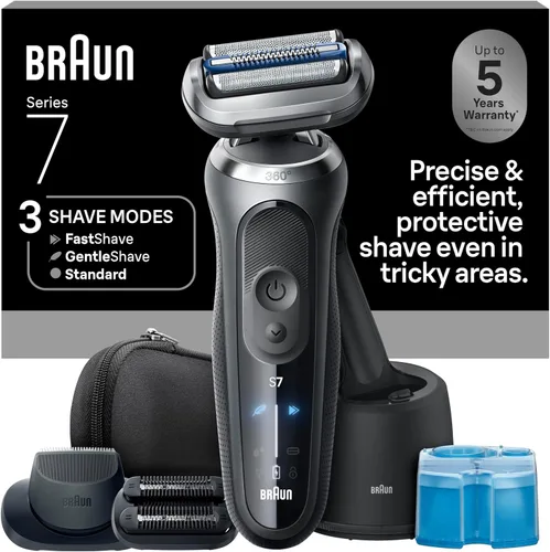 Braun Series 7 - Afeitadora eléctrica para hombres, maquinilla de afeitar húmeda y seca, centro de limpieza y carga SmartCare 4 en 1, accesorio para