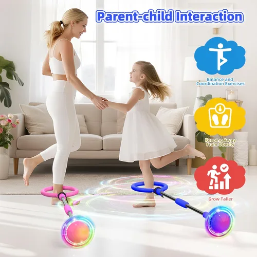 Miniatura 3 de Bola de salto de tobillo para niños, plegable y colorida rueda de salto con luz intermitente para adultos, juego para interiores y exteriores, Rojo
