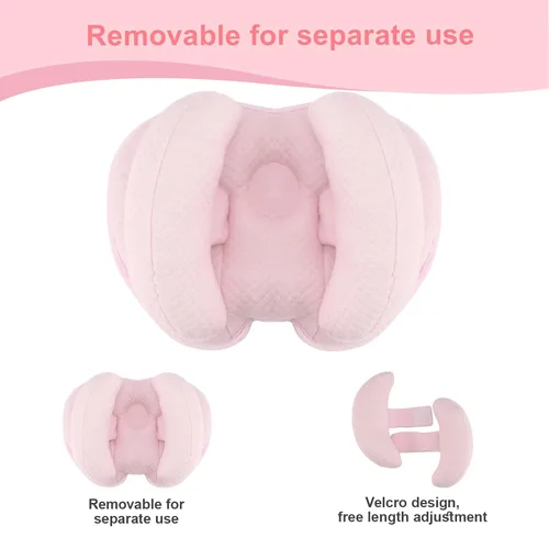 Miniatura 5 de KAKIBLIN Almohada de cabeza para bebé, almohada de cuello de plátano 2 en 1 para bebé, almohadas de cuello para bebés para la silla de paseo, Rosa