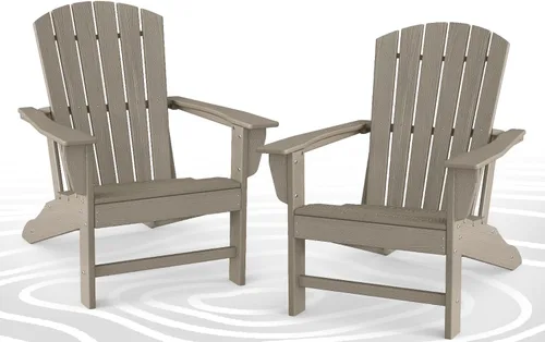 BRIOPAWS Sillas Adirondack - Juego de 2 | Veta de Madera | Silla para Fogata | De Gran Tamaño | Plástico HDPE | Resistente al Clima | para Terraza