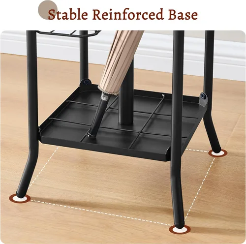 Miniatura 4 de FAVOOSTY Perchero independiente, perchero con soporte para paraguas, árbol de metal con 12 ganchos, sombrero de ropa de árbol para entrada, pasillo
