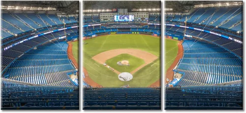 Miniatura 36 de TUMOVO American Sports - Decoración de pared Wrigley Stadium, 3 piezas, arte de pared de estadio de béisbol, cuadros para decoración del hogar