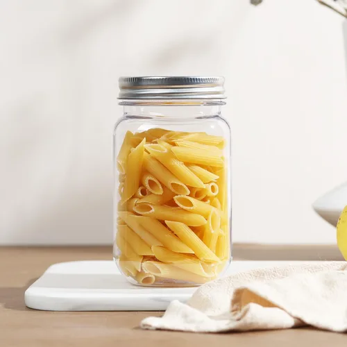 Miniatura 7 de Tarros Mason de plástico transparente de 16 onzas con tapa de rosca, tarros vacíos reutilizables para almacenamiento de alimentos, recipientes