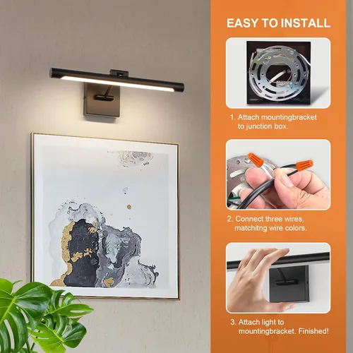 Miniatura 2 de Joosenhouse Luz para cuadros de cableado directo, luces LED regulables para cuadros y pinturas de 16.53 pulgadas, iluminación de retrato de diana