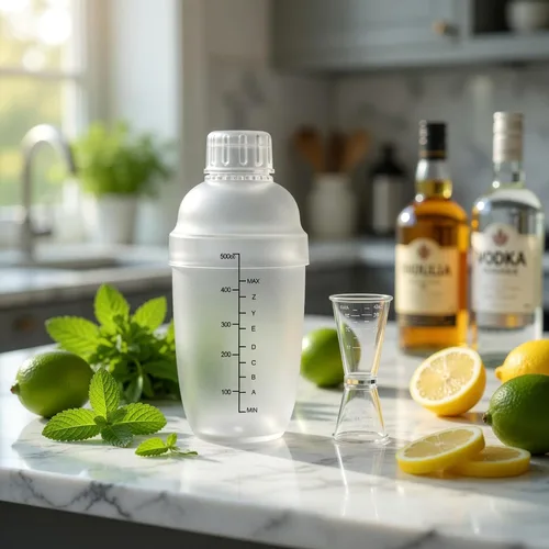 Miniatura 2 de Homestia Juego de coctelera de plástico transparente, mezclador de bebidas de 17 onzas con colador integrado, doble jigger, libro de recetas, kit