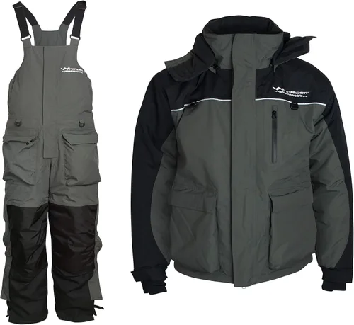 WindRider Traje de pesca en hielo, baberos aislados y chaqueta flotación toneladas de bolsillos Equipo impermeable para pesca en hielo y motos de