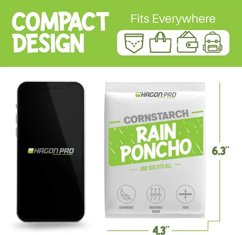 Miniatura 6 de Hagon PRO Ponchos de lluvia desechables para adultos (paquete de 5)