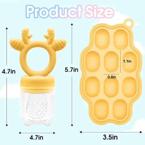 Miniatura 3 de Alimentador de frutas y moldes para paletas de leche materna para aliviar la dentición, sin BPA, de silicona, mordedor, chupete y mini bandeja