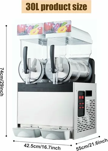 Miniatura 2 de 15/30/45L Máquina comercial de hielo Slush, Máquina de enfriamiento de bebidas que hace, Máquina de jugo de granizado de enfriamiento