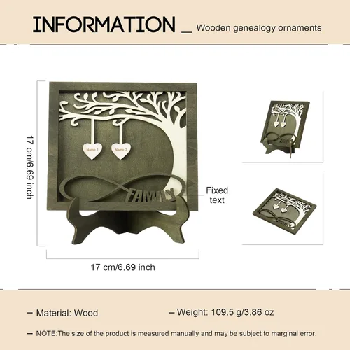 Miniatura 2 de Regalos para mamá, letrero de árbol familiar personalizado con nombres personalizados, placas de madera, decoración grabada con nombres familiares