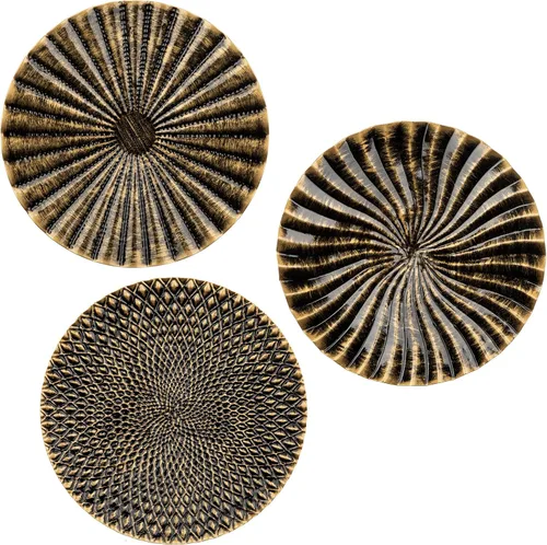 Miniatura 7 de Briful Juego de 3 decoraciones de pared doradas de 30 cm de metal con diseño de estrellas radiantes, placa radial, arte de pared moderno