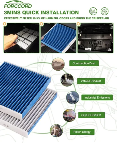 Miniatura 7 de Kit de filtro de aire de motor y de cabina Forccord Compatible con Honda Civic 1.5L 2016 2017 2018 2019 2020 2021 Filtro de cabina de carbón