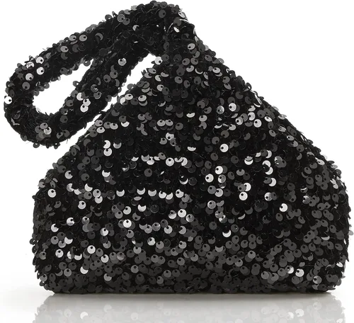 BABEYOND Bolsos de noche para mujer, estilo vintage, con lentejuelas, con purpurina, triángulo, para fiesta de los años 20, baile de graduación, boda