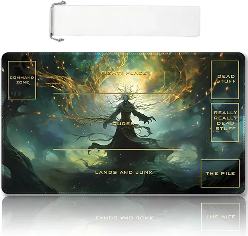 Miniatura 34 de Tapete de juego MTG cosido de alta calidad con zonas y respaldo de goma antideslizante, tapete de juego TCG para MTG y otros juegos de cartas, Dkt