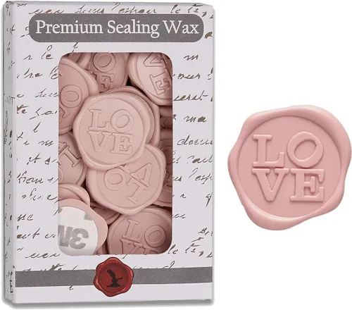Miniatura 3 de Love - Calcomanías adhesivas para sellar cera, 25 unidades, prefabricadas con cera de sellado real (rosa rubor)
