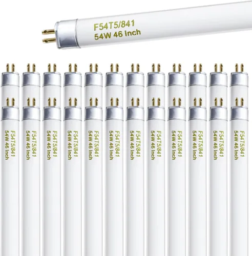 Konideke F54T5/841/HO 54W T5 HO - Tubo de luz fluorescente T5 de 46 pulgadas, bombilla fluorescente de 54 W, F54T5/841/CW, 4100K blanco frío, 80