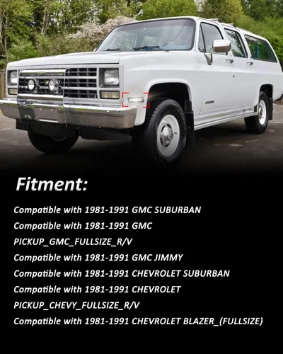 Miniatura 3 de Bestview Luces de posición laterales LED Compatibles con 1981-1991 Chevy C10 C20 C30 GMC C1500 C2500 Suburban Blazer Jimmy, lado del conductor