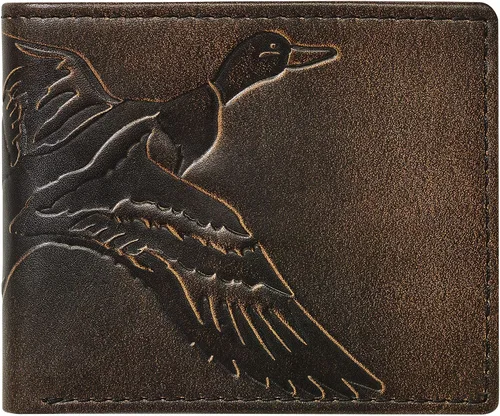 HoJ Co. DUCK - Cartera plegable para hombre Cartera para hombre deportista al aire libre Cuero de grano completo pulido a mano Cartera delgada