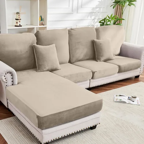 Miniatura 40 de Funda para Sofá de Terciopelo Elástico Funda de Cojín de Sofá 1 Pieza - Funda Deslizable Elástica Lavable para Asiento o Respaldo, Fundas de Asiento