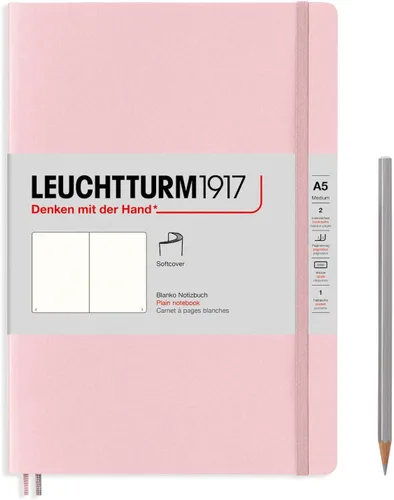 Miniatura 32 de LEUCHTTURM1917 - Cuaderno mediano A5 de tapa blanda, 123 páginas numeradas para escribir y llevar un diario (color negro, cuadriculado)