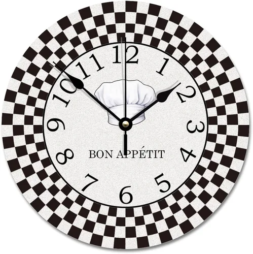 Miniatura 14 de ArogGeld Reloj de cocina de chef con números arábigos, reloj de pared personalizado de 10 pulgadas, funciona con pilas, decoración de pared