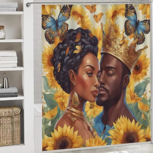 Miniatura 6 de Bathroom Rugs and Mats Set 3 Piece, Bathroom Rugs Non Slip, Afro Black King Queen Romantic Love Bath Mat Machine Washable Bathroom Floor Mats