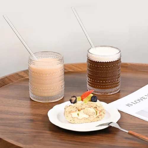 Miniatura 6 de Juego de 4 vasos de agua románticos de Hobnail de 15.2 onzas, cristalería vintage con diseño transparente en relieve, vasos de cóctel, vasos