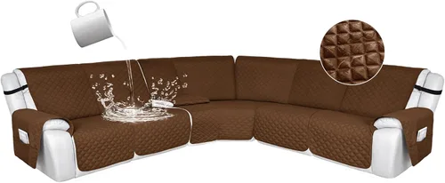 Miniatura 75 de HDCAXKJ Fundas de sofá seccional reclinable 100% impermeable, forma de L, funda de sofá reclinable lavable acolchada suave para mascotas, perro