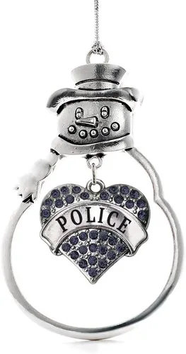 Miniatura 32 de Inspired Silver - Fuerza Aérea - Adorno de Navidad plateado - Adorno de árbol de Navidad con colgante de corazón azul con circonita cúbica