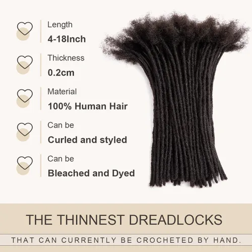 Miniatura 2 de DAIXI 0.2cm y 0.4cm y 0.6cm y 0.8cm de grosor 4-18 pulgadas 10 hebras extensiones de rastas de cabello humano 100% real para hombres/mujeres
