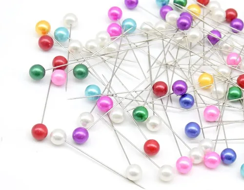 Miniatura 5 de 100 alfileres rectos – Alfileres de perlas de 2.559 in para ramos, manualidades, acolchado y fabricación de joyas (color/DT65 mm)
